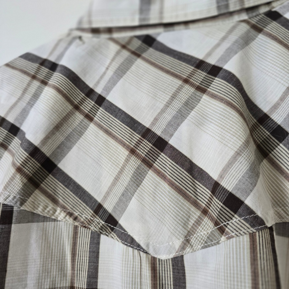 High Noon Shirt Western Pearl Snap Mens XL Brown Plaid Cowboy Rodeo Rancher - Picture 4 of 8